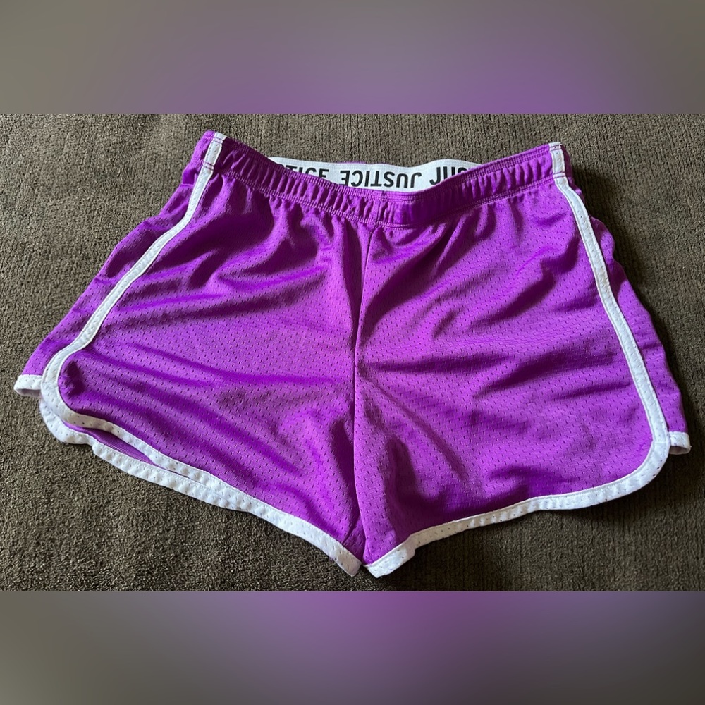 NWOT Justice Girls Shorts size 14 Purple Mesh